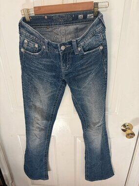 Miss Me Blue Rhinestone Bootcut Jeans Size 25